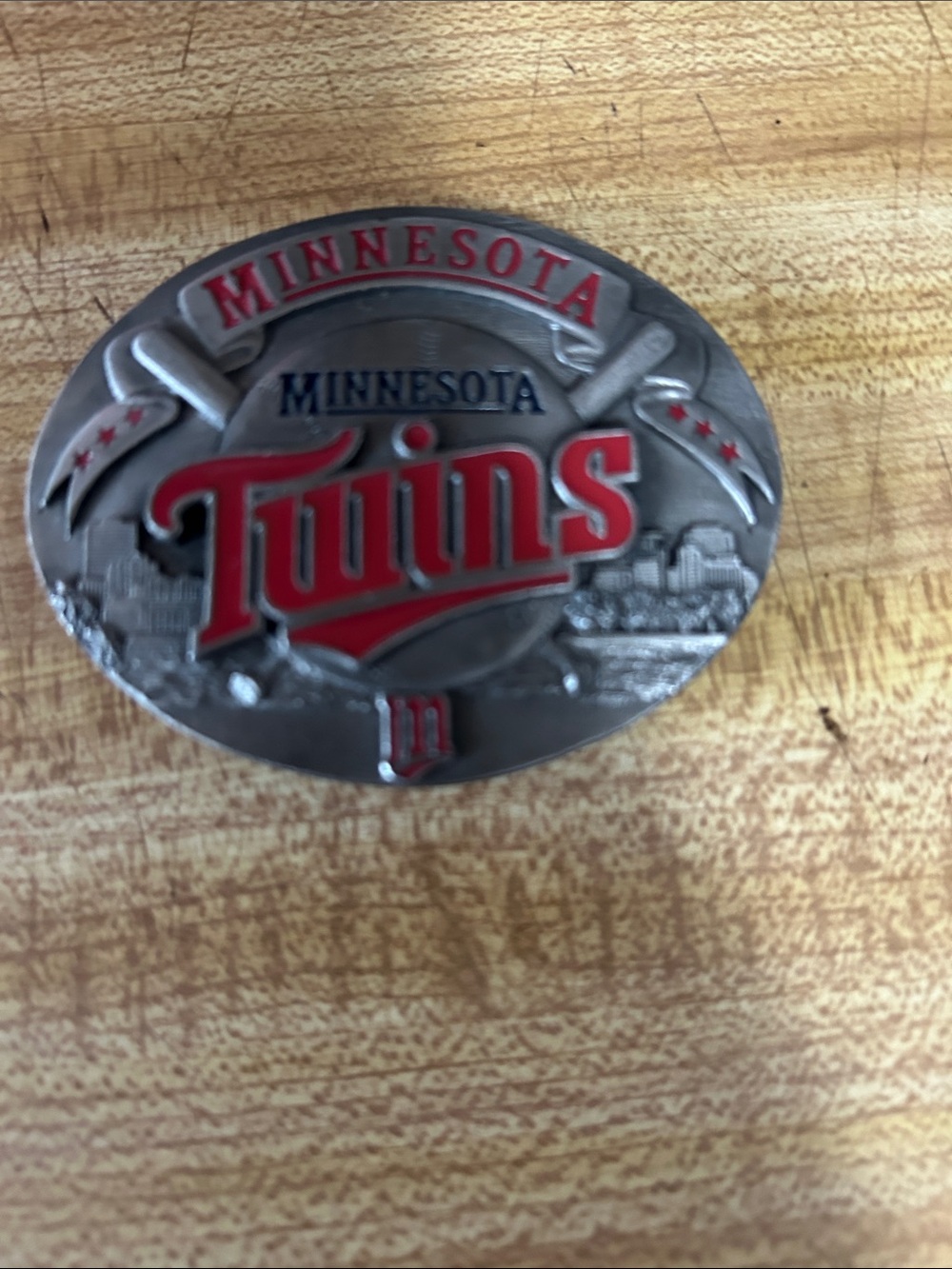 Oval Silver-Tone Metal Belt Buckle with Numbering